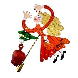 Karen Rossi Fanciful Flights Teacher Apple School Fun 3" Gold Tone Stick Pin